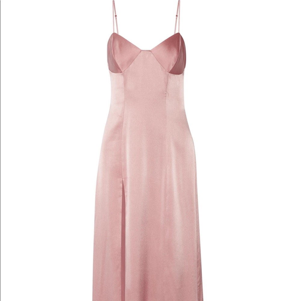 Michelle Mason Silk Cocktail Slip Dress with Slit